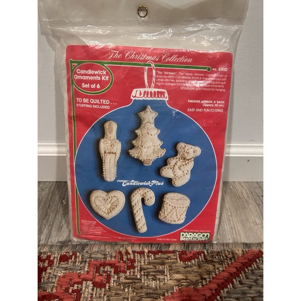 Vintage 1983 Paragon Needlecraft #6810 Candlewick Ornaments Kit Sealed NOS USA